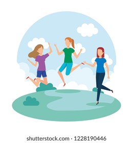 Young girls jumping design