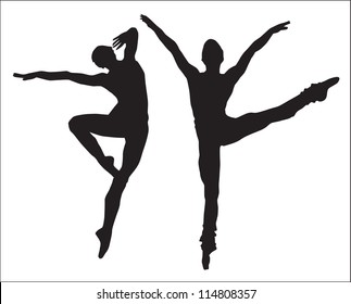 young girls and man (silhouette figure jump)