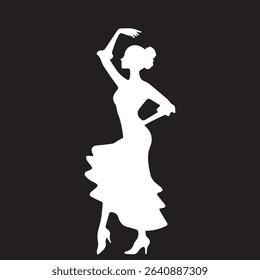 Young Girls With Party Dress in Vector Art Black White Long Skirt Fashion Illustrator Outline Art