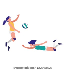 young girls playing volleyball