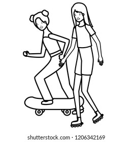 young girls practicing sport characters