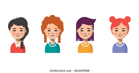 Young girls vector character design.
Girls illustration.