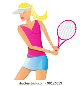 young glamour girl play tennis. vector illustration. cartoon tennis player.