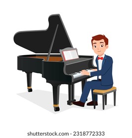 young good looking adult play piano