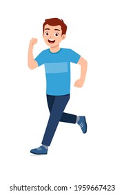 young good looking man doing run pose