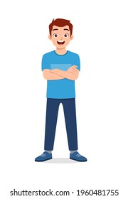 young good looking man doing arm crossed pose with confident