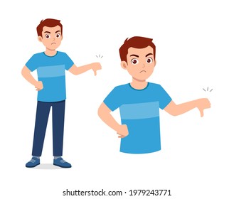 young good looking man doing thumb down pose