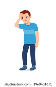 young good looking man feel headache and pain