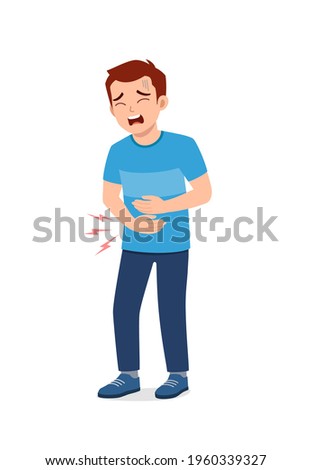 young good looking man feel sick on the stomach