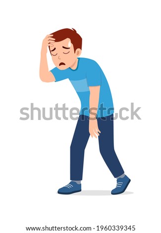 young good looking man feeling tired and sick
