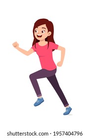 Young Good Looking Woman Doing Run Pose