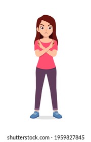 young good looking woman doing disagree pose