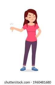 young good looking woman doing thumb down pose