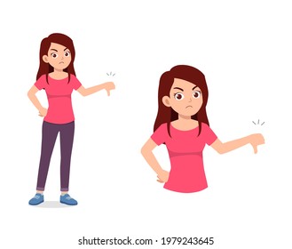 young good looking woman doing thumb down pose
