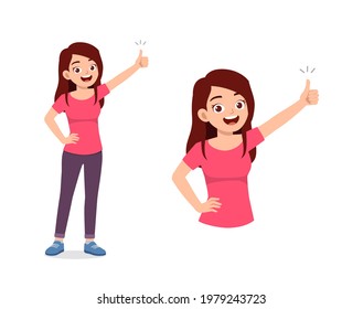 young good looking woman doing thumb up pose