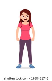 young good looking woman get angry and scream