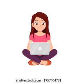 young good looking woman using laptop and work