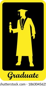 Young Graduate Holding A Diploma, Full Body Silhouette