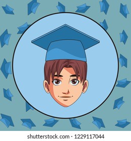 young graduate man cartoon