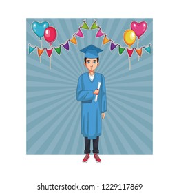 young graduate man cartoon