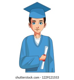 young graduate man cartoon