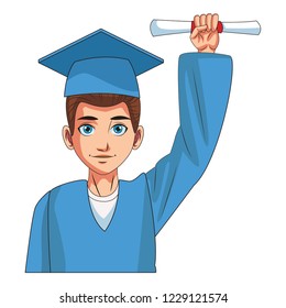 young graduate man cartoon