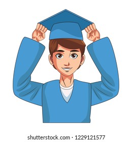 young graduate man cartoon