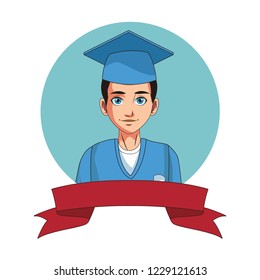 young graduate man cartoon