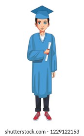 young graduate man cartoon