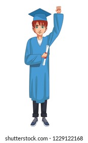 young graduate man cartoon