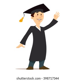 young graduate student, cartoon character, graduation, education people successful students knowledge, school, university, college, vector illustration