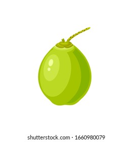 Young green coconut water drink. Vector illustration cartoon flat icon isolated on white.