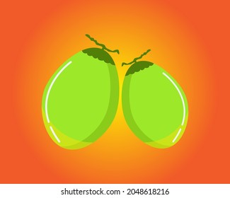 Young green coconuts. Modern flat style
