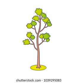Young green tree cartoon isolated