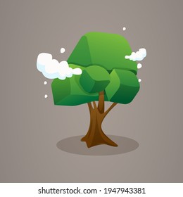 A young green tree. Element of a park or forest in a 3d style.