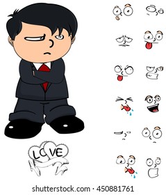 young groom kid cartoon expressions set in vector format very easy to edit