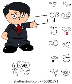 young groom kid cartoon expressions set in vector format very easy to edit