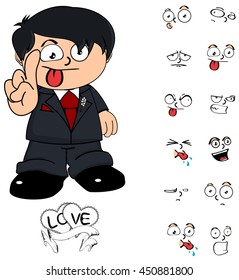 young groom kid cartoon expressions set in vector format very easy to edit