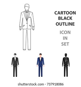 Young groom in a wedding suit.Wedding single icon in cartoon style vector symbol stock illustration.