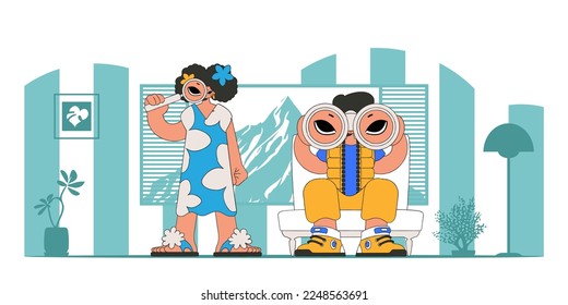 Young group of HR people using binoculars and magnifying glass. Company search for first-class employees.
