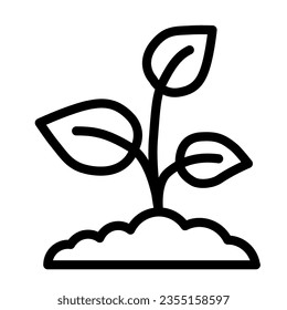 Young growth with three leaves line icon, nature concept, Sprout symbol on white background, growing plant icon in outline style for mobile concept and web design. Vector graphics