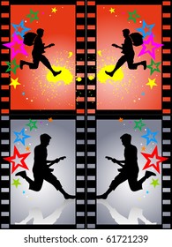 young guitarist in a film strip