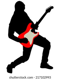 Young guitarist plays on the electric guitar, vector