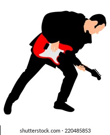 Young guitarist plays on the electric guitar, vector 