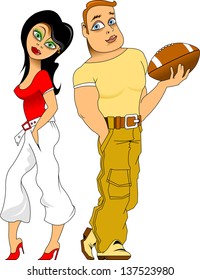 young guy with the ball in his hands and his girl