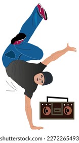 young guy dancing to breakdance music