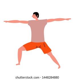 A young guy doing yoga. Vector editable file eps 10