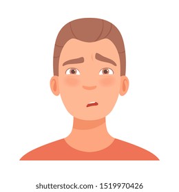 Young guy doubts. Vector illustration in cartoon style.