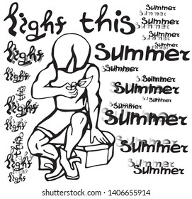 Young guy with a lit lighter and the words "light this summer"