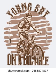 Young Guy On A Bicycle T-Shirt Design